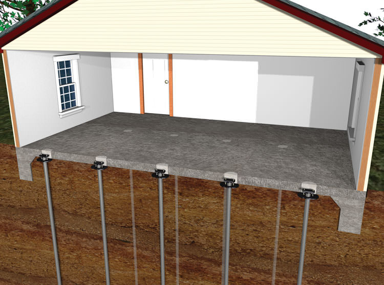 Sinking Settling Concrete Floor Slab Repair In Minnesota And Causes Repair Solutions For Ed Sinking Concrete Floors Diagram Of A Repaired Slab Floor